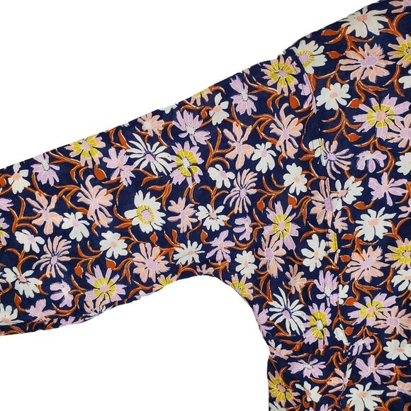 Madewell Blue Poolhouse Floral 100% Cotton Short Robe Jacket XS - Picture 4 of 7